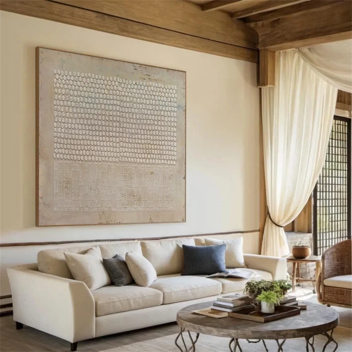 Tranquil Balance Minimal Relief Painting