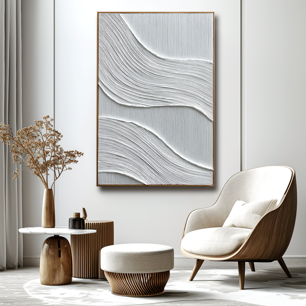 White Wavy Textured Painting #ART97