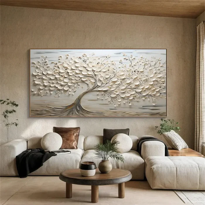 Ethereal Silver Tree Painting