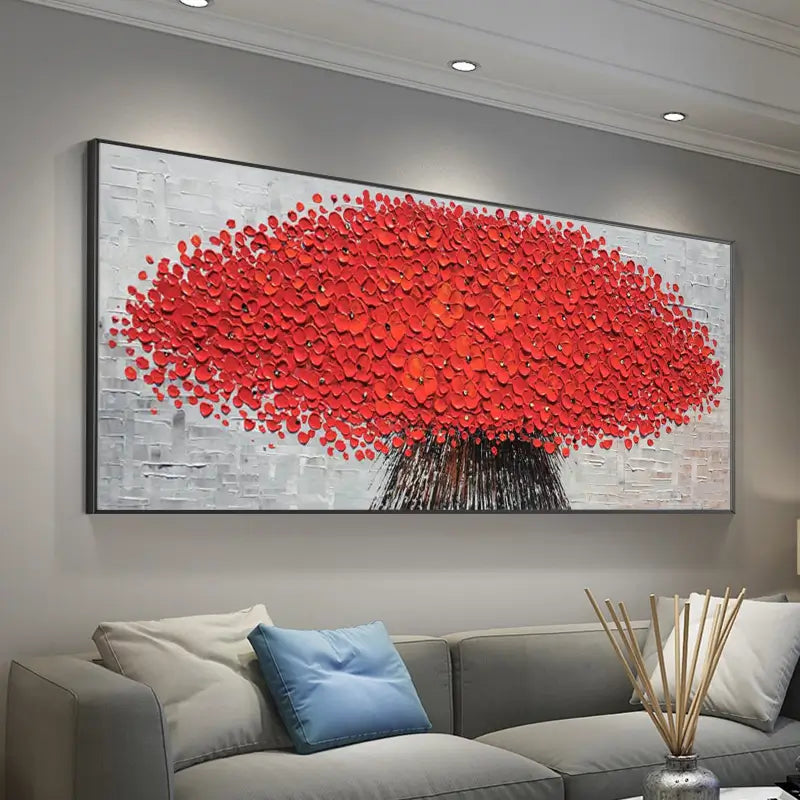 Crimson Harmony Red Tree Abstract Painting