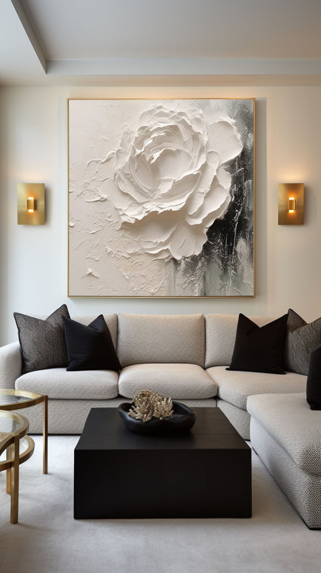 Ivory Bloom Textured Floral Painting