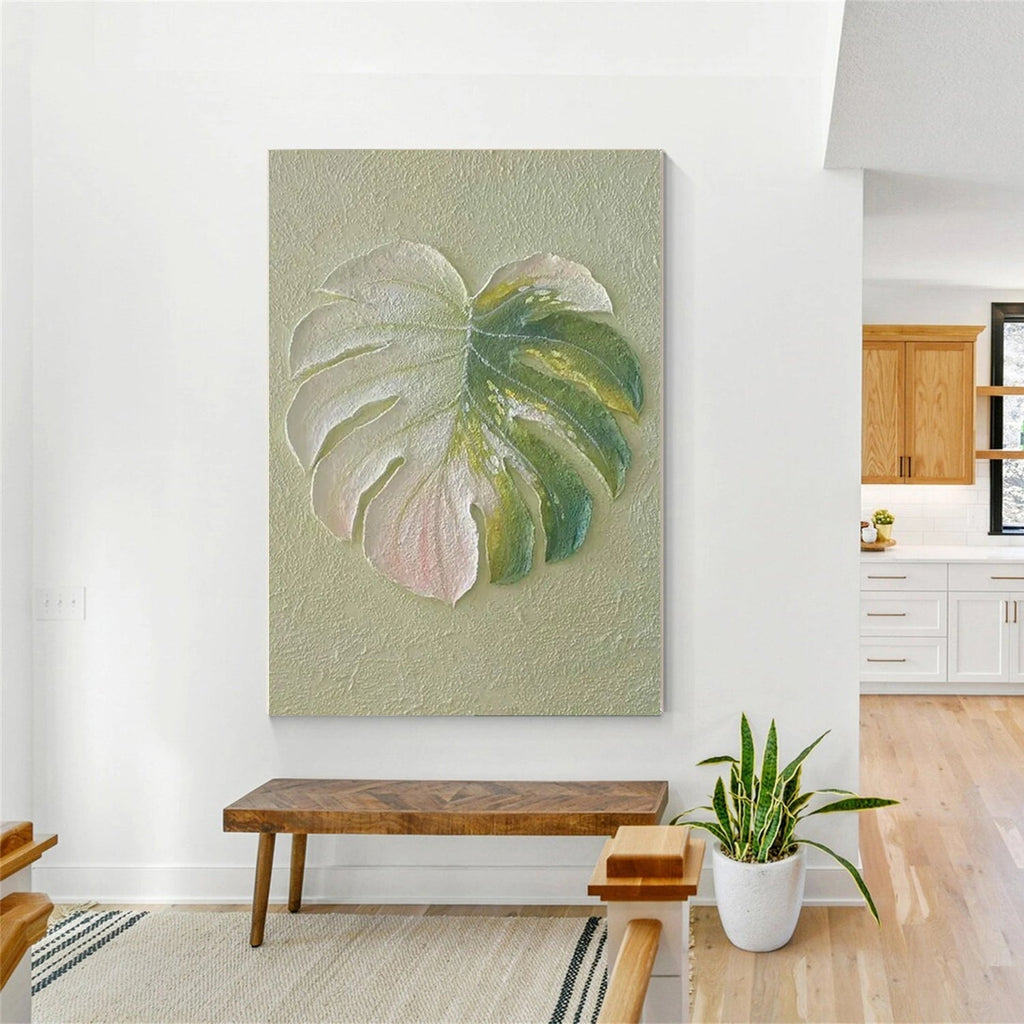 Soft Split Monstera Relief Painting