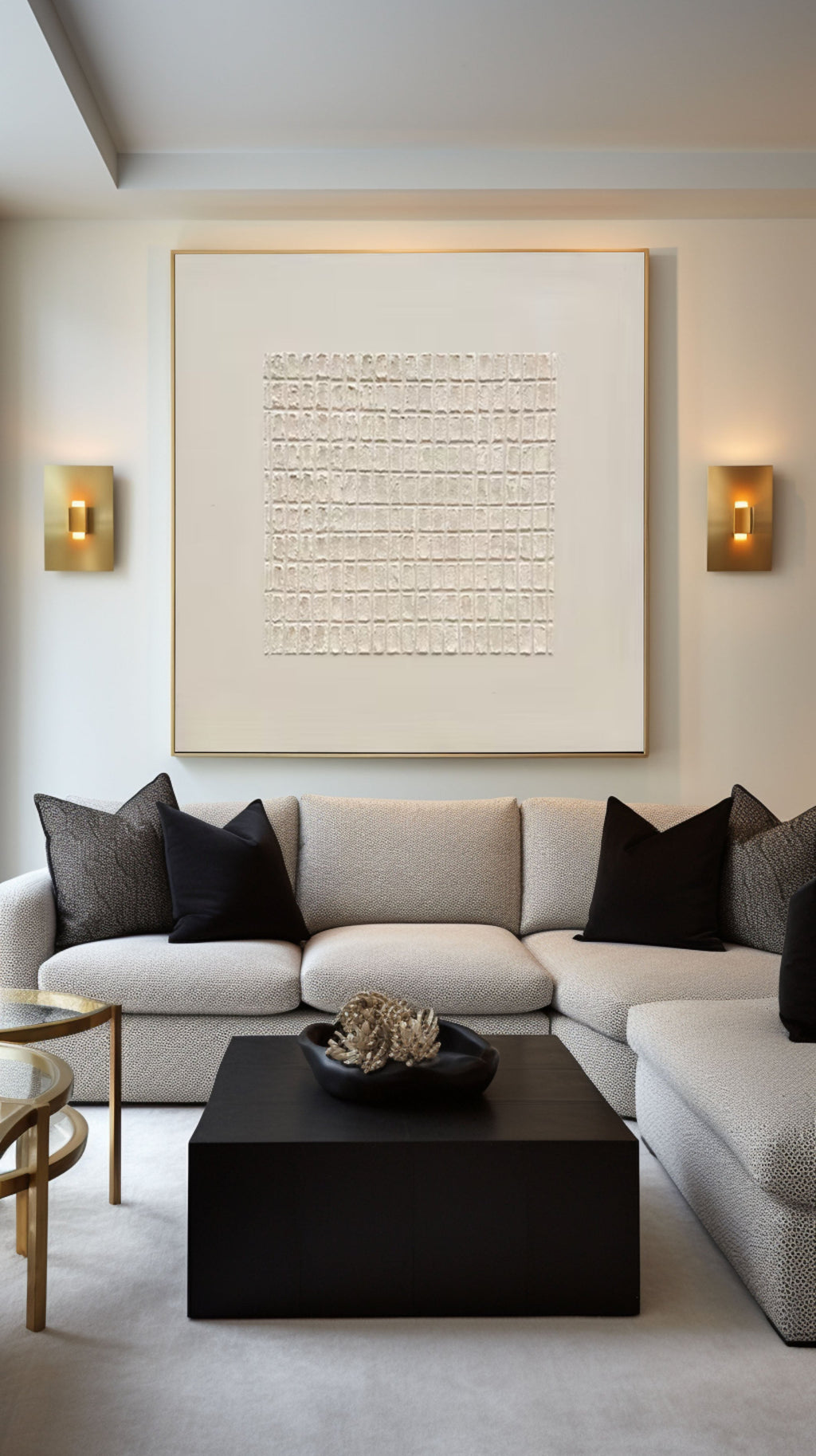 Centered Silence Grid Textured Painting
