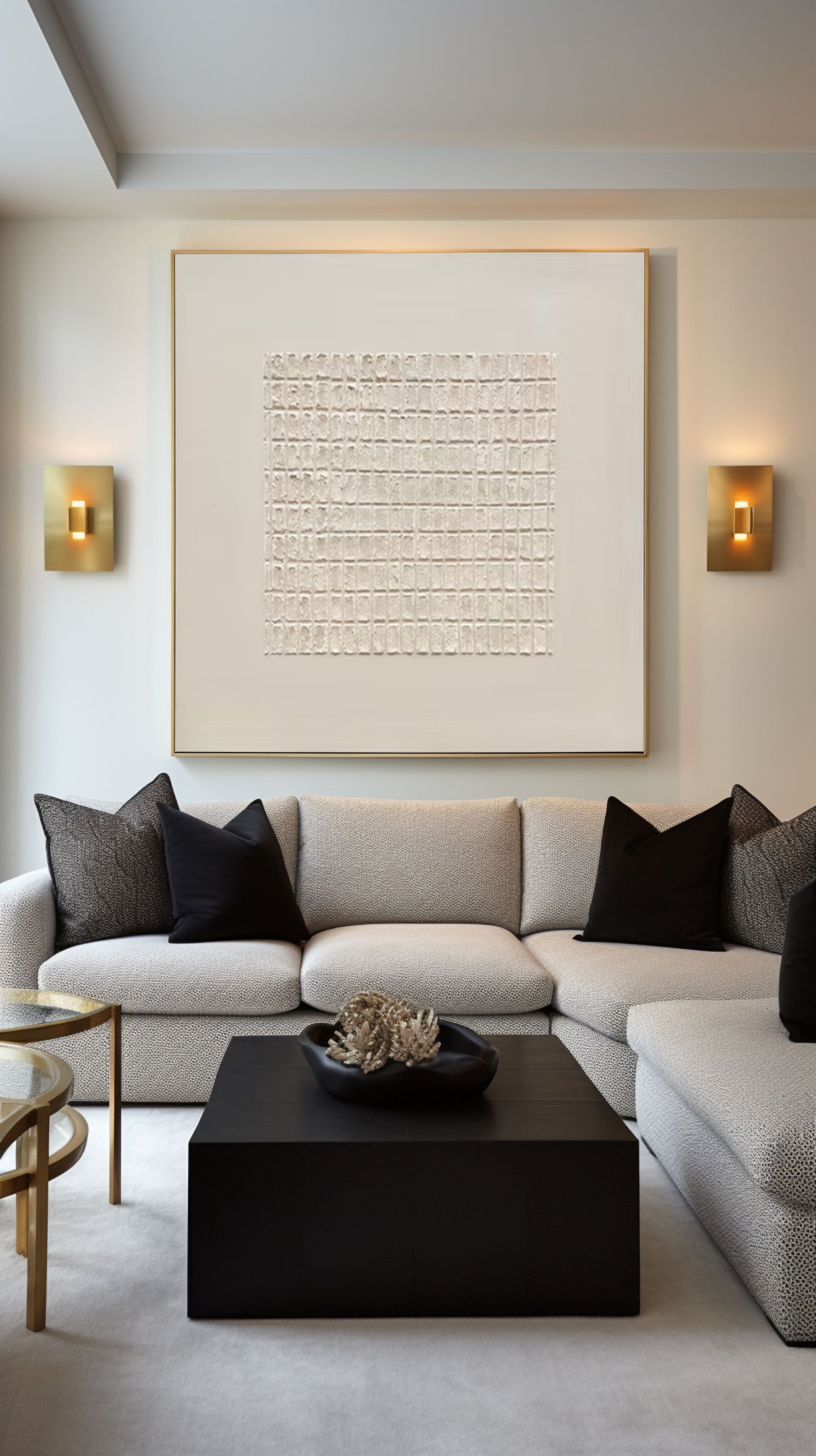 Centered Silence Grid Textured Painting