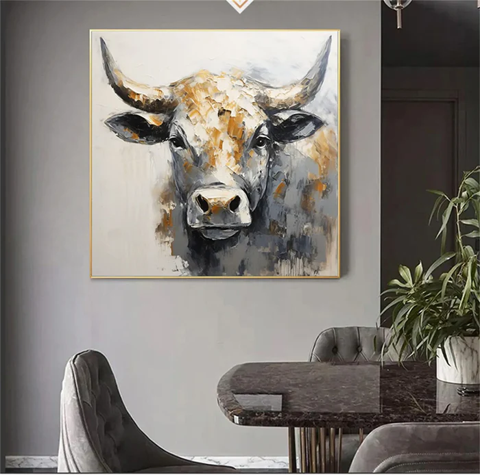 Golden Strength Bull Painting