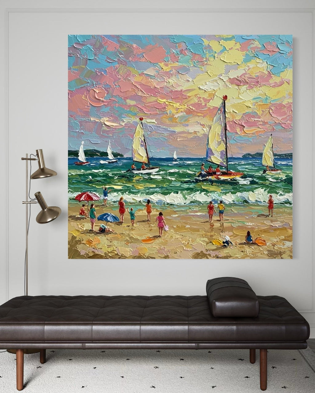 Golden Hour: A Textured Abstract Beach Art for Living Room Decor