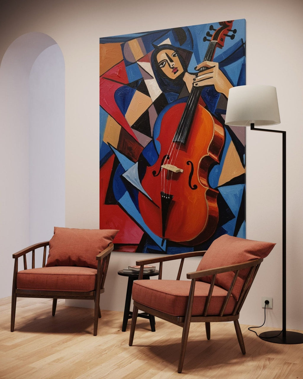 Cubist Sonata: A Modern Music Wall Art for Living Room Decor
