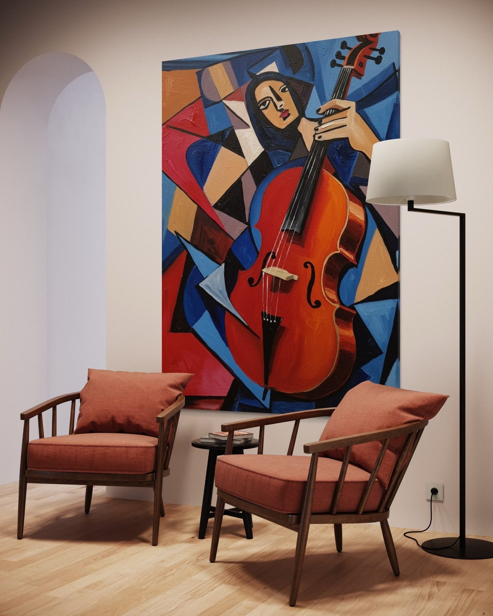 Cubist Sonata: A Modern Music Wall Art for Living Room Decor