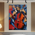 Cubist Sonata: A Modern Music Wall Art for Living Room Decor