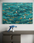 The Azure Fleet: A Textured Nautical Ocean Canvas Painting