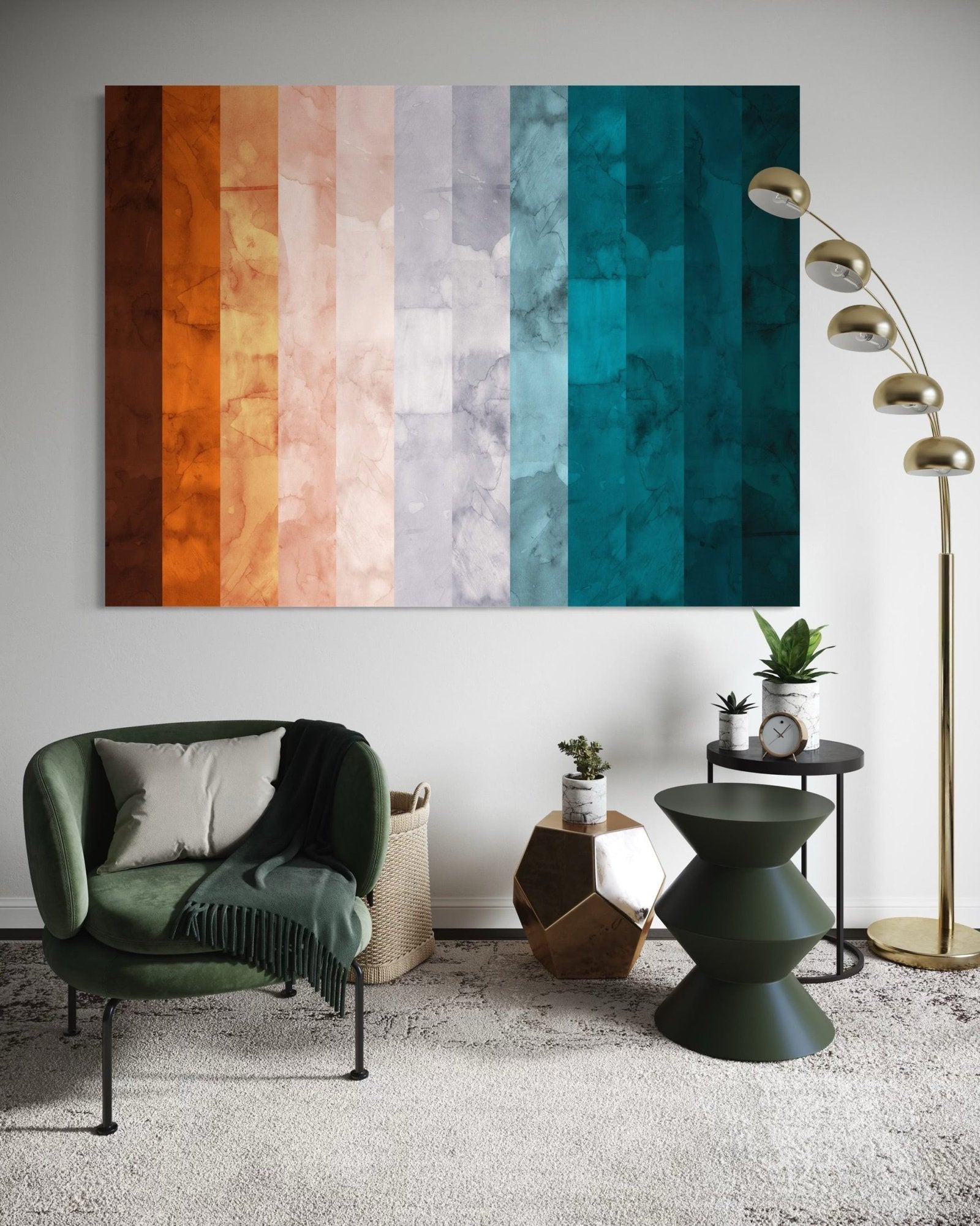 Terra & Teal: A Modern Geometric Abstract Wall Art for an Earthy Interior