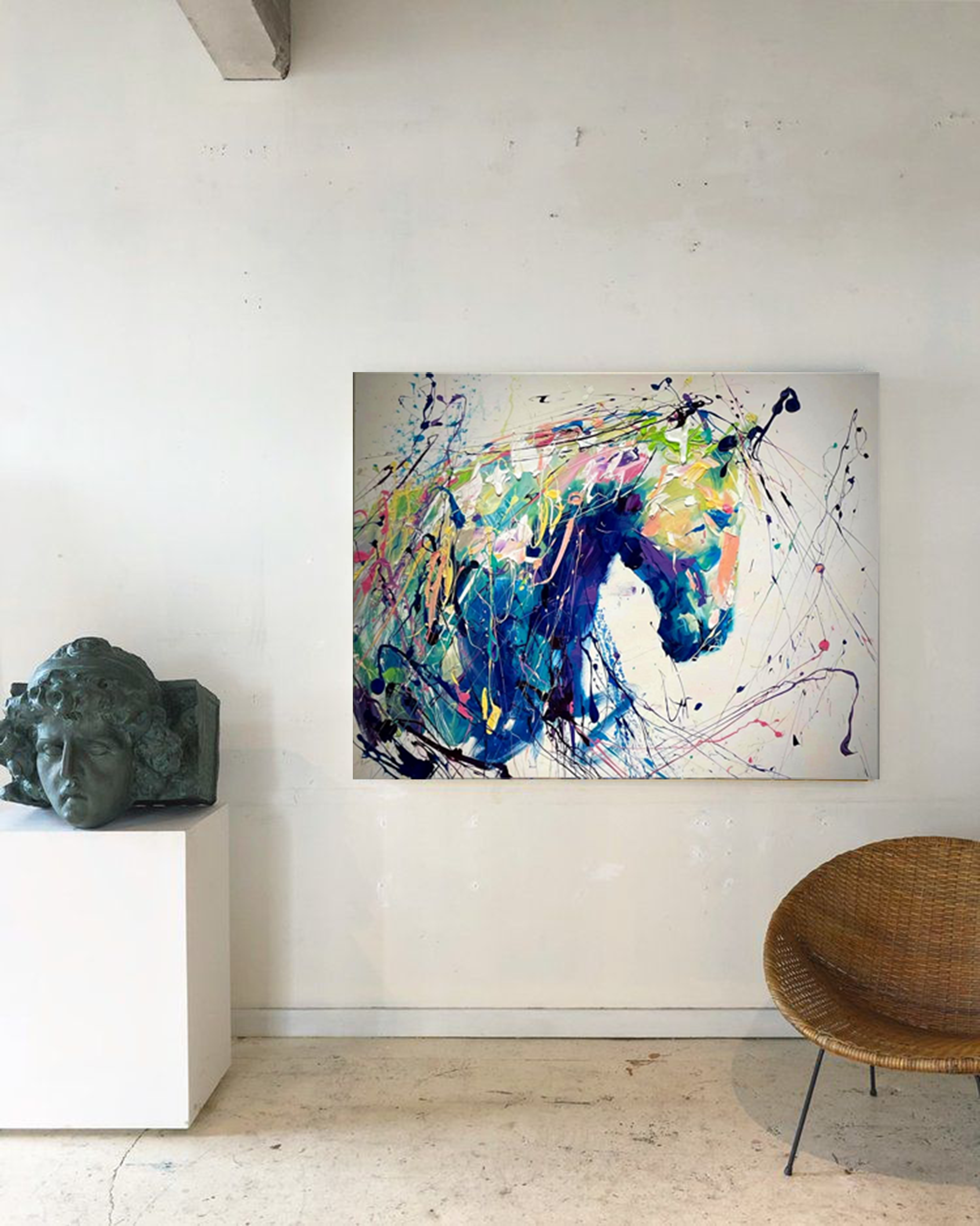 Equine Energy: A Vibrant Abstract Horse Art for Living Room Decor