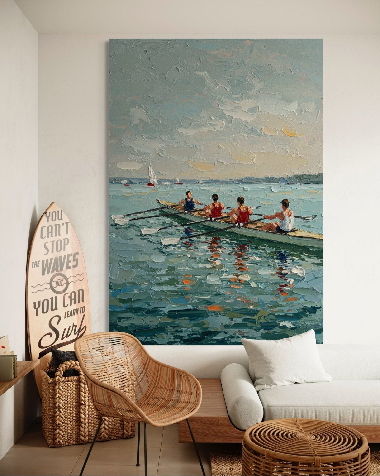 Morning Glide: An Impressionist Sports & Rowing Canvas Painting