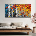 Autumn Forest: A Textured Tree Artwork for Living Room Decor