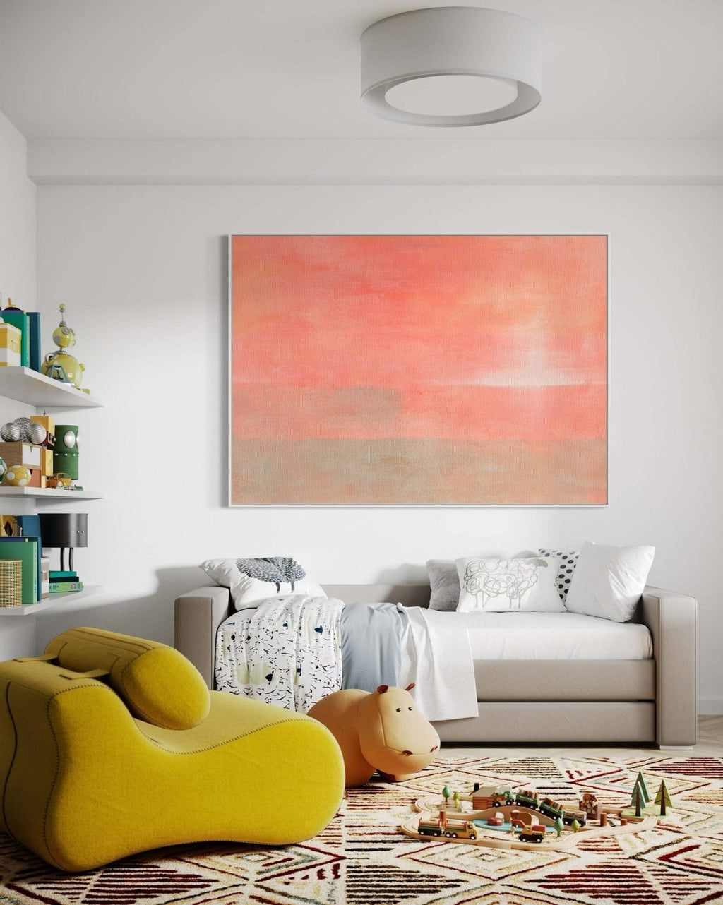 Pastel Horizon: A Serene Minimalist Abstract Wall Art for Calm Spaces