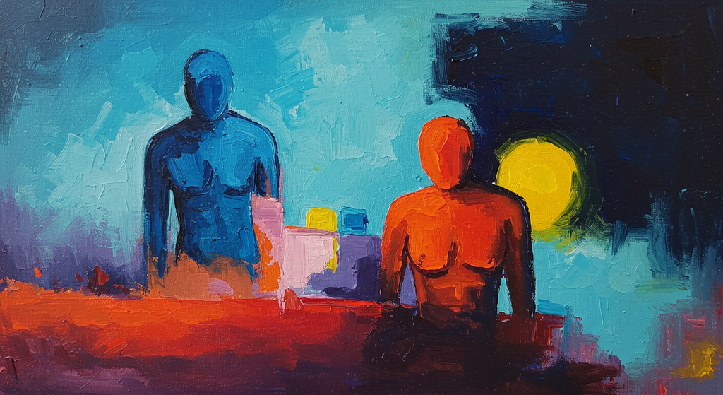 Sun and Shadow: A Vibrant Contemporary Portrait Canvas Painting