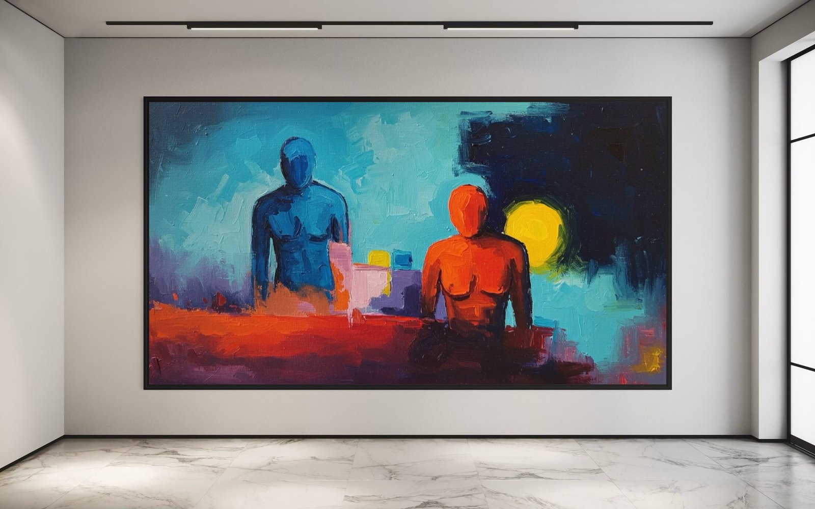 Sun and Shadow: A Vibrant Contemporary Portrait Canvas Painting