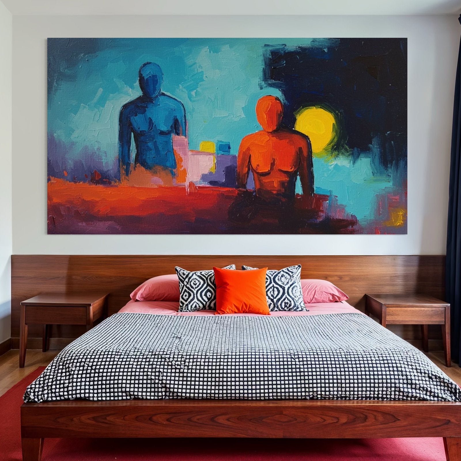 Sun and Shadow: A Vibrant Contemporary Portrait Canvas Painting