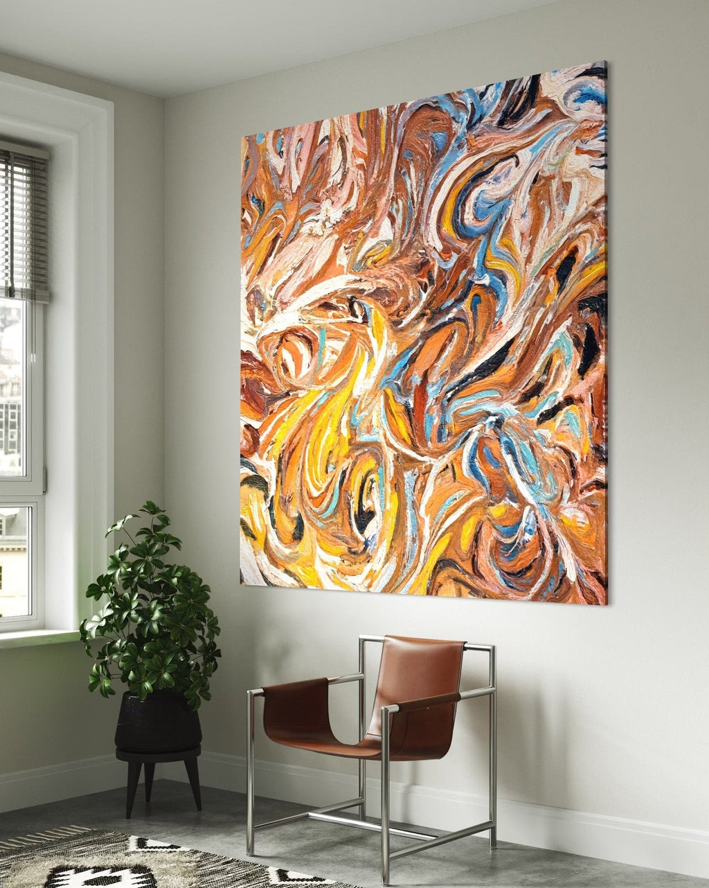 Molten Earth: A Dynamic Textured Abstract Wall Art for Modern Homes