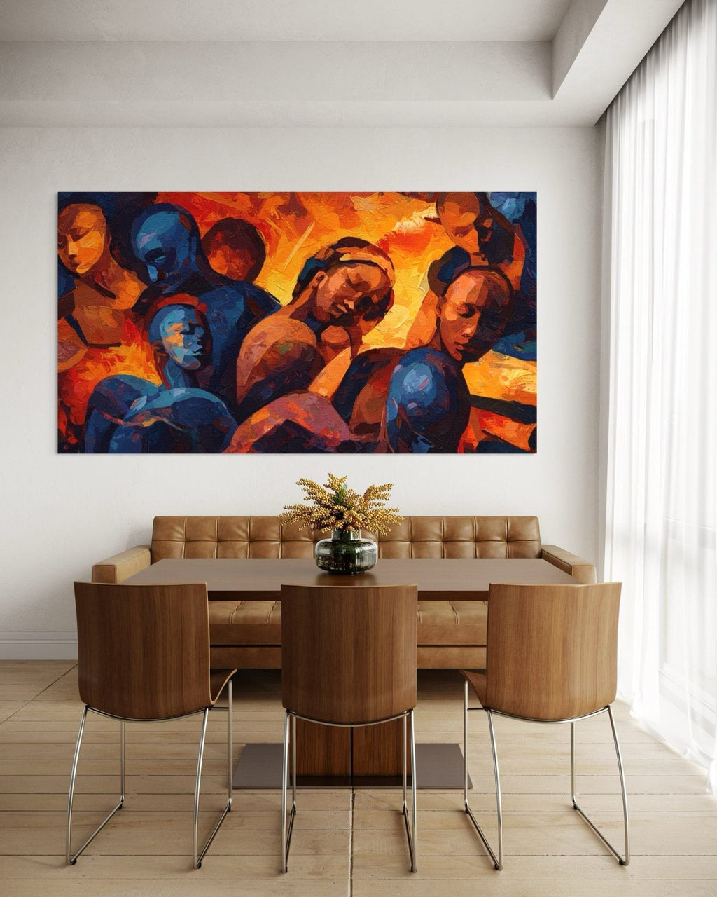 Soulful Gathering: An Abstract Art of People for Living Room Decor