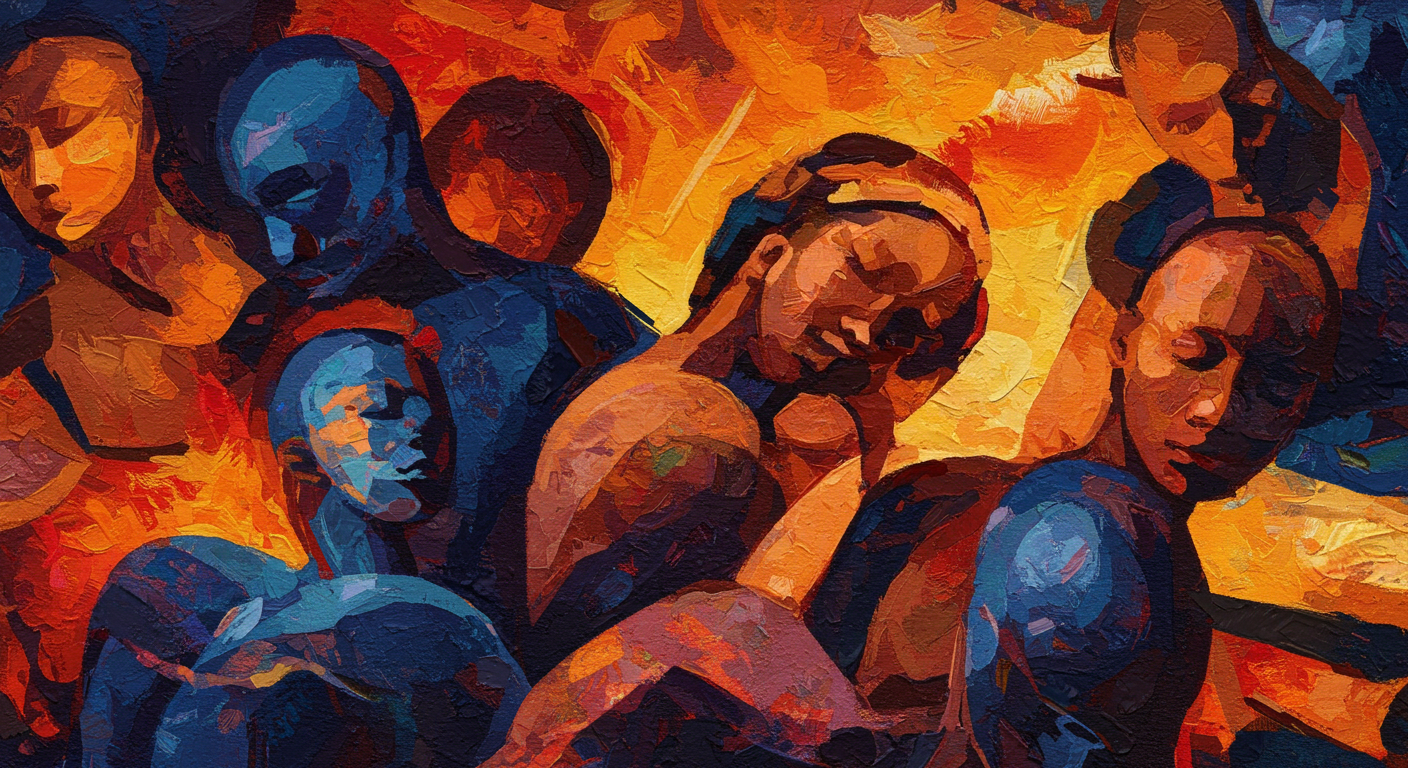 Soulful Gathering: An Abstract Art of People for Living Room Decor