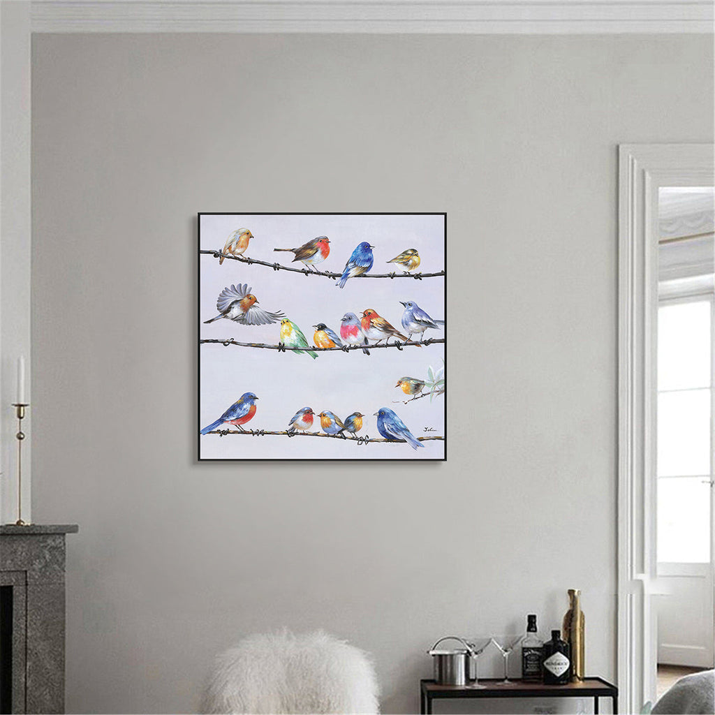 Vibrant Songbirds Gathering Painting #H0651