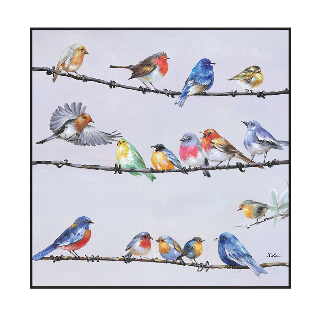 Vibrant Songbirds Gathering Painting #H0651