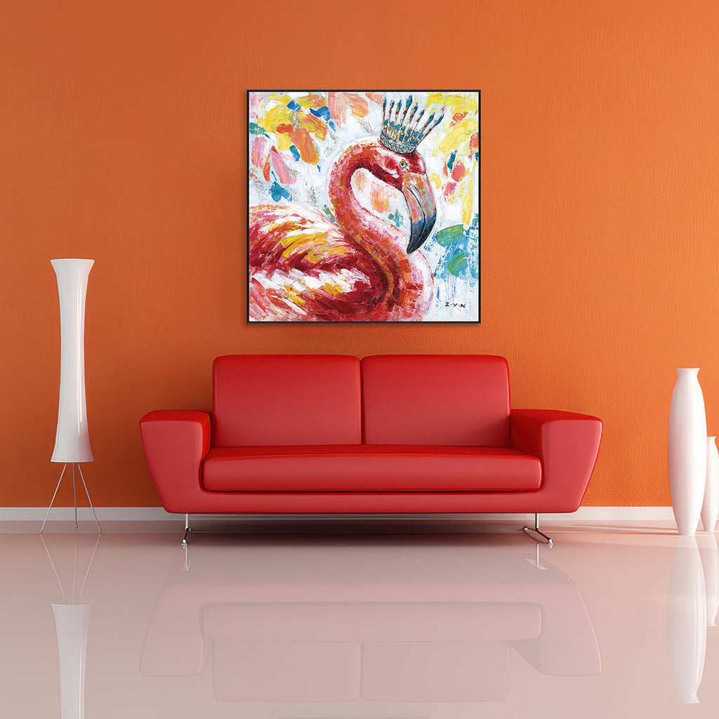 Regal Flamingo Crown Painting #H7347