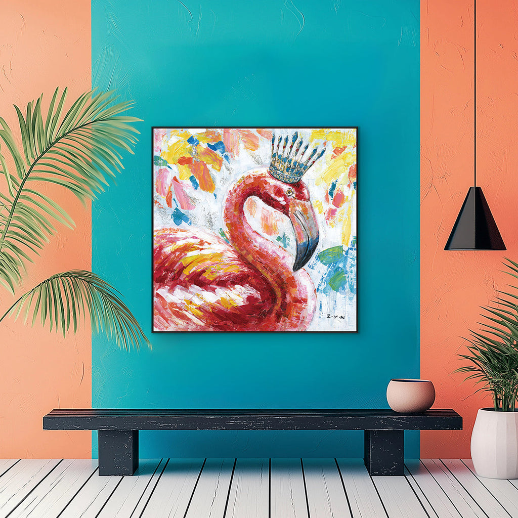 Regal Flamingo Crown Painting #H7347