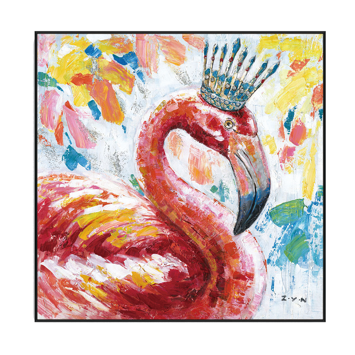 Regal Flamingo Crown Painting #H7347