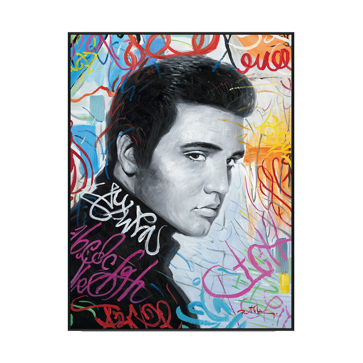 Graffiti Legend Black & White Portrait Painting #I0222