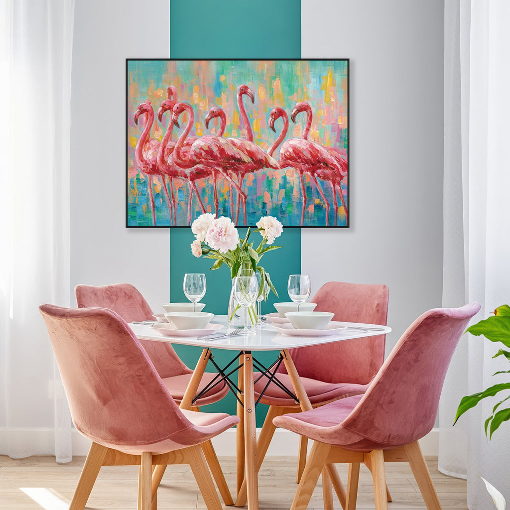 Flamingo Harmony Abstract Painting #I0506