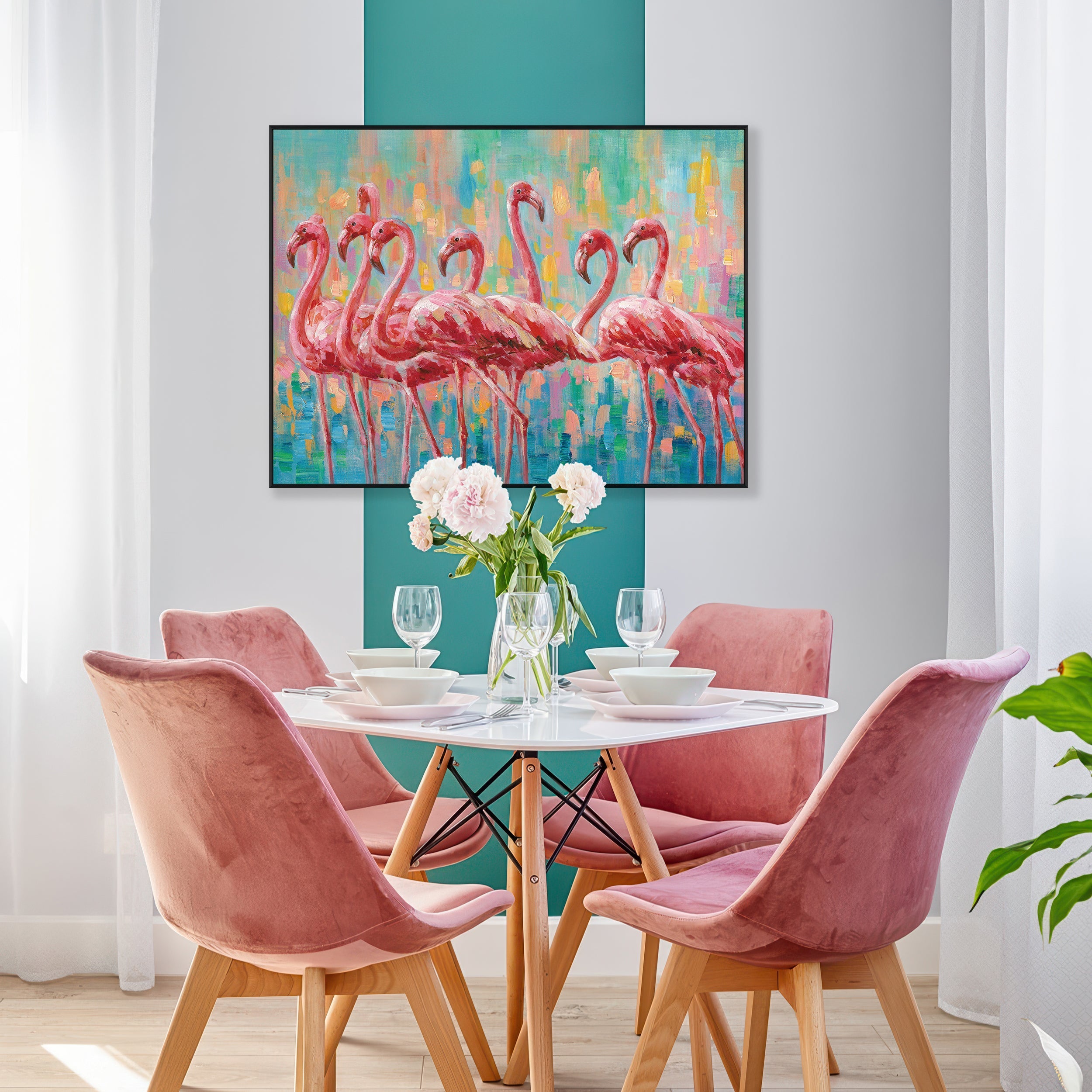 Flamingo Harmony Abstract Painting #I0506