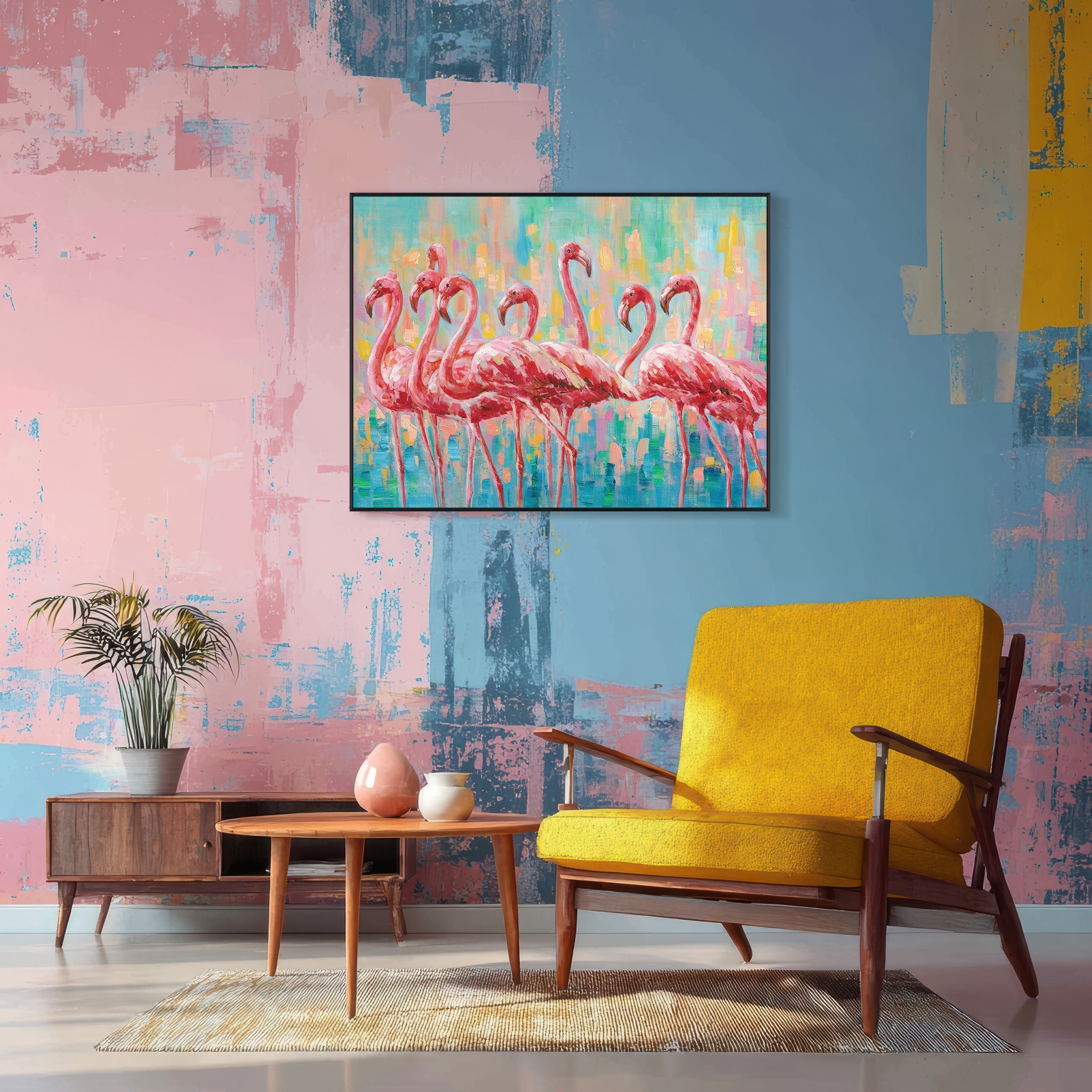 Flamingo Harmony Abstract Painting #I0506
