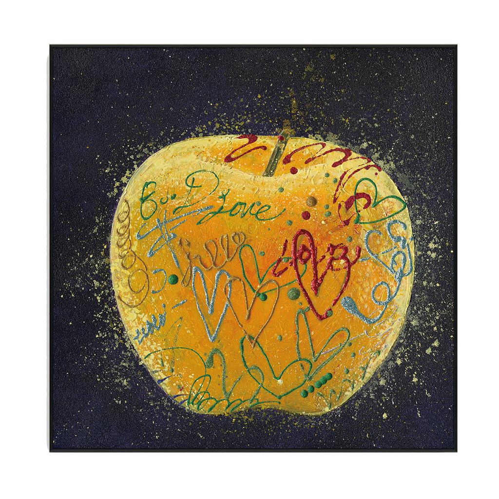 Golden Graffiti Apple Painting #I1678