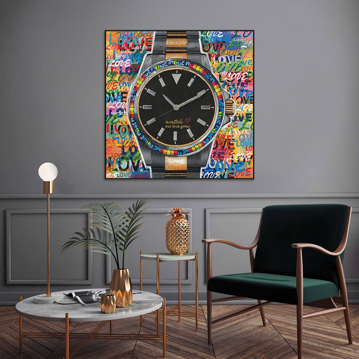Rainbow Love Watch Pop Art Painting #I1700