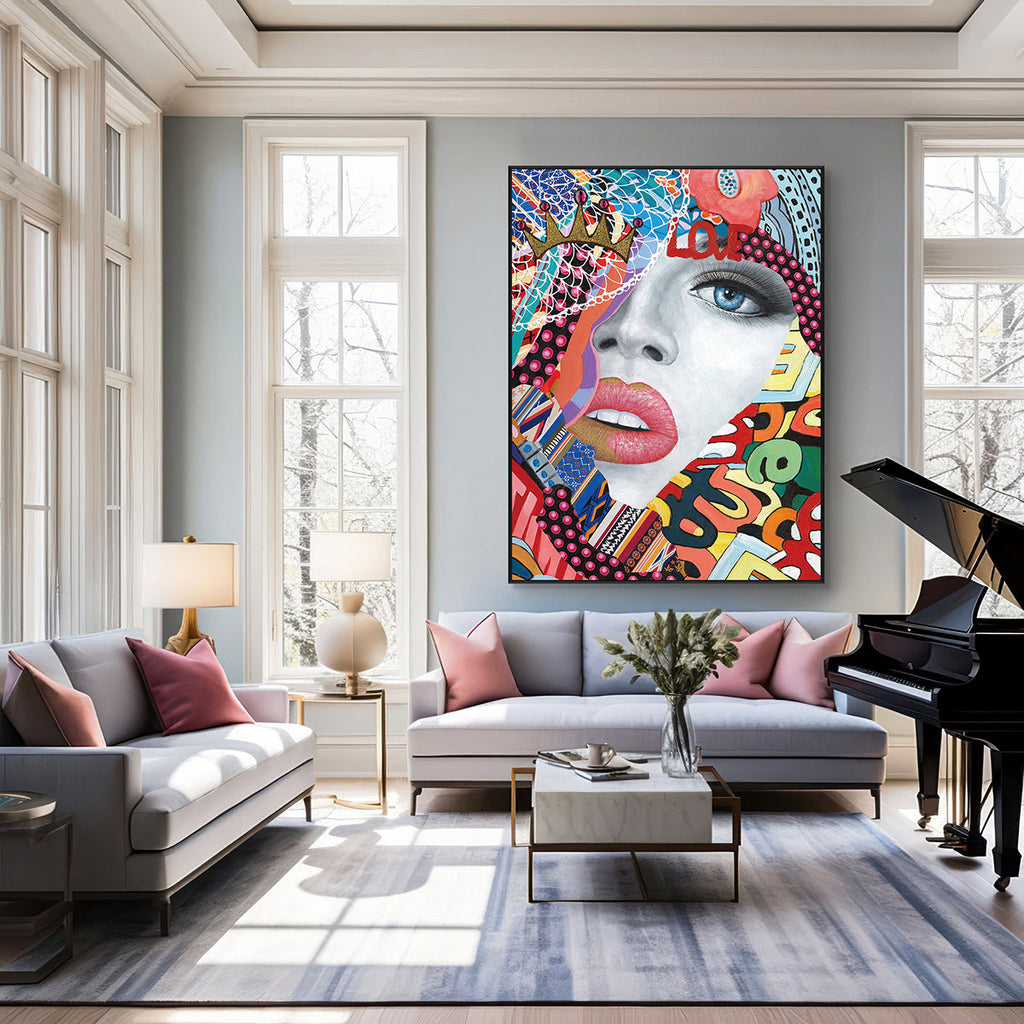 Crowned Love Colorful Abstract Portrait Painting #I2011