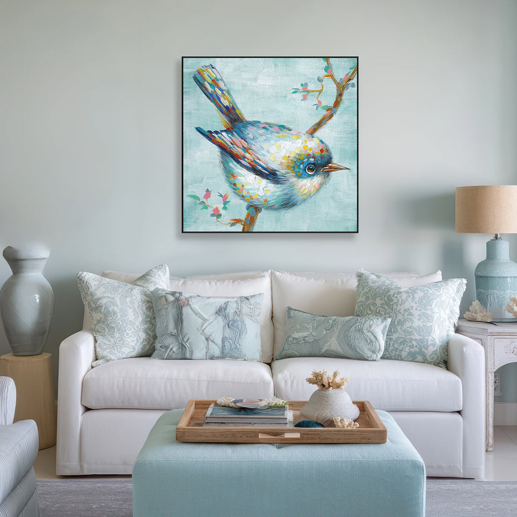 Pastel Songbird Branch Painting #I2048