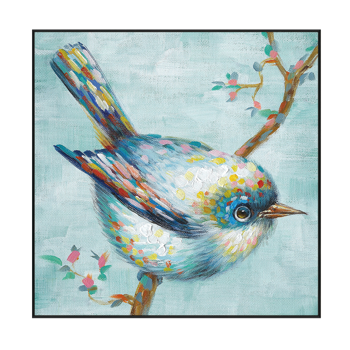 Pastel Songbird Branch Painting #I2048