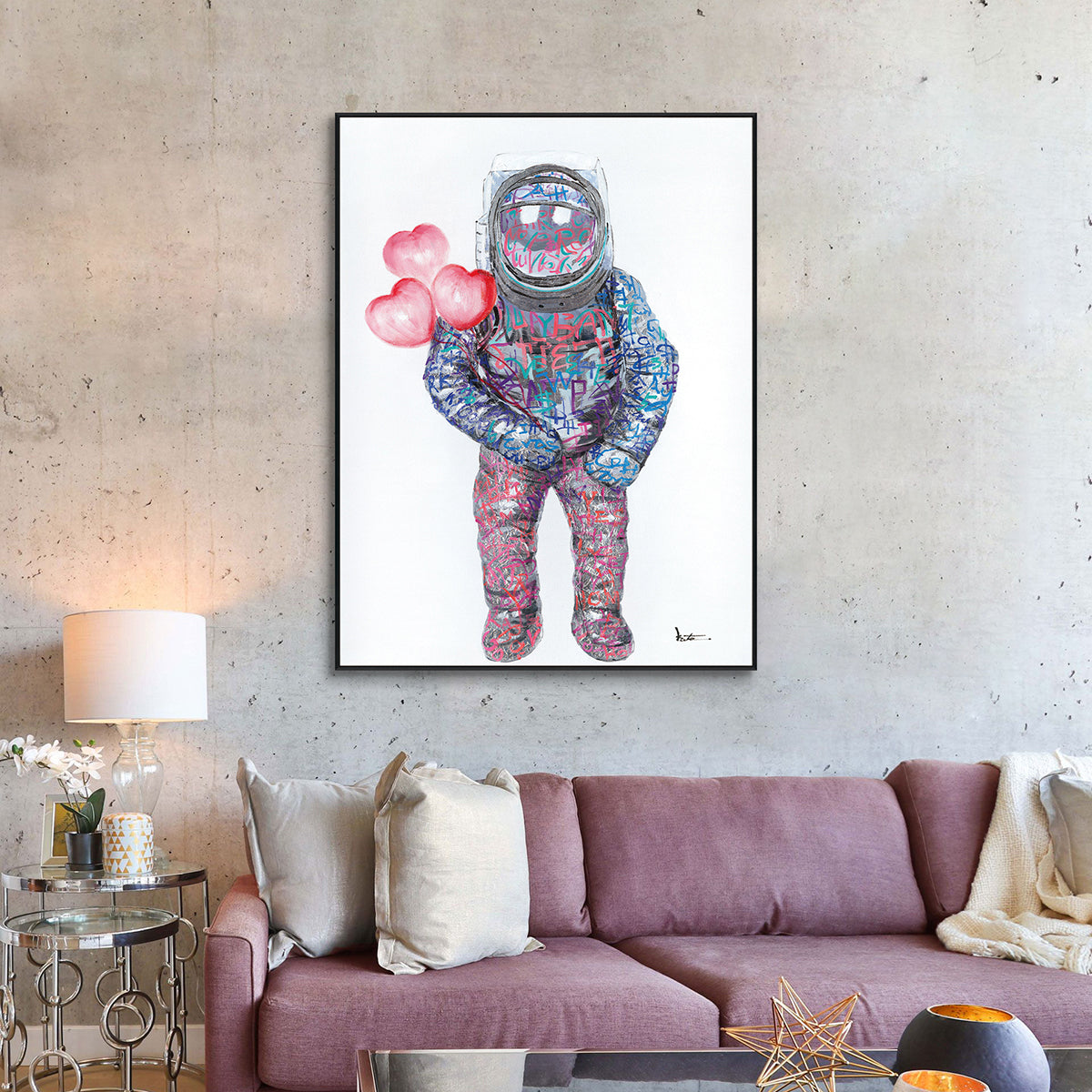 Love Voyager Astronaut Graffiti Painting #I2134