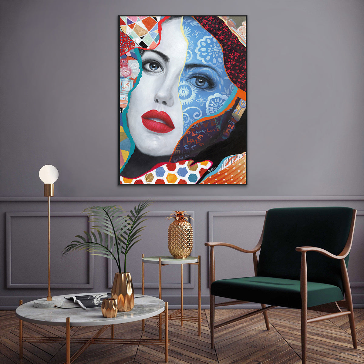 Blue Bloom Abstract Portrait Painting #I2160