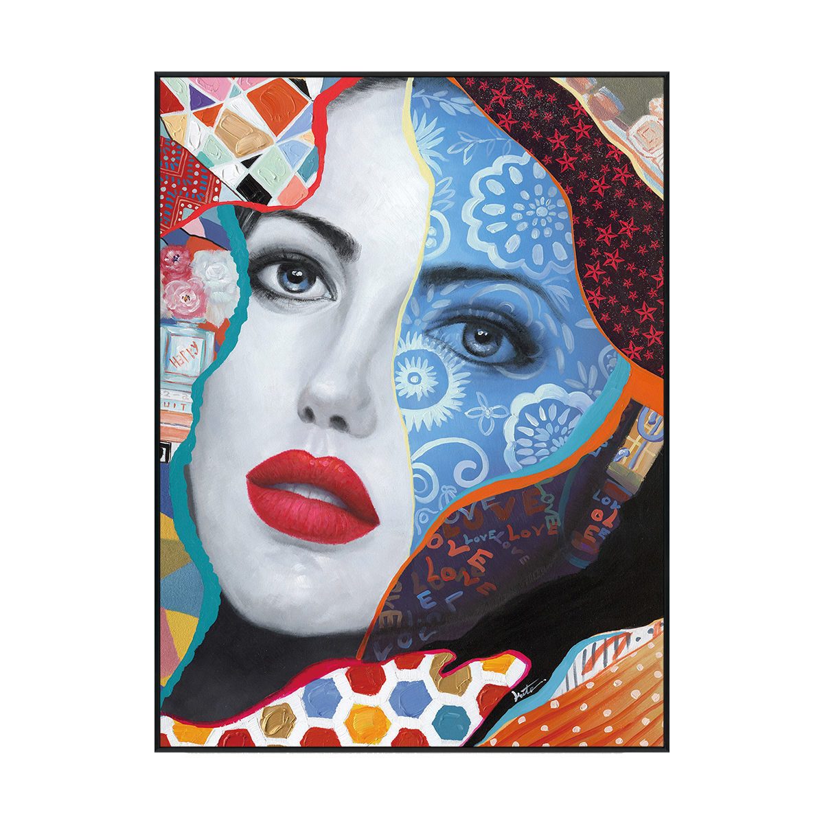 Blue Bloom Abstract Portrait Painting #I2160