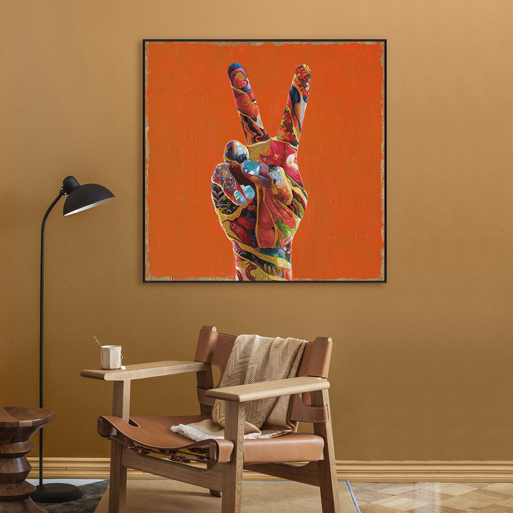 Vibrant Peace Hand Pop Art Painting #I2699