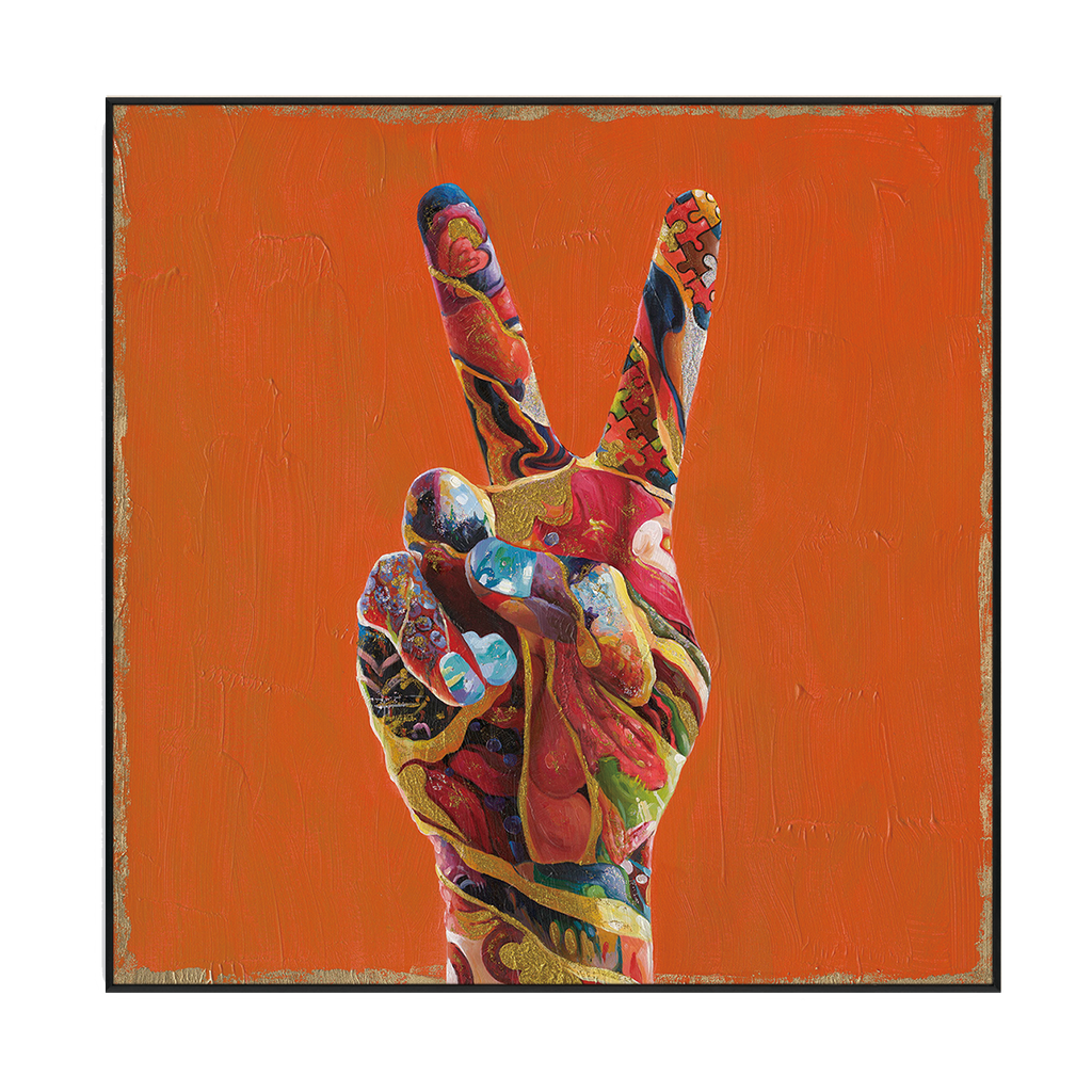 Vibrant Peace Hand Pop Art Painting #I2699