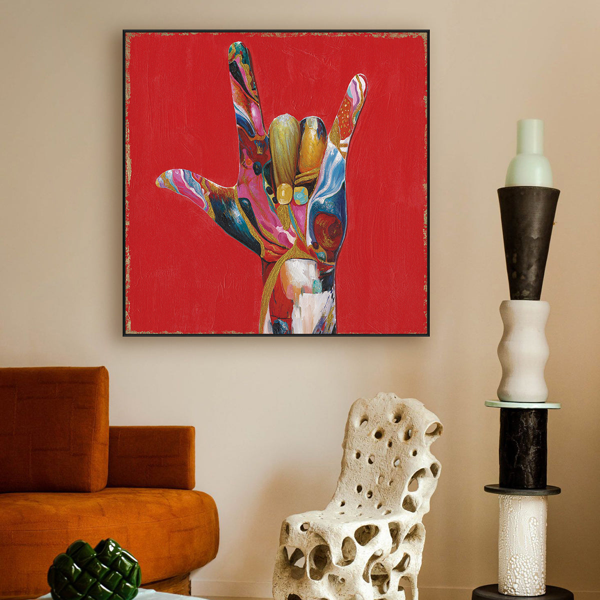 Colorful Love Hand Pop Art Painting #I2700