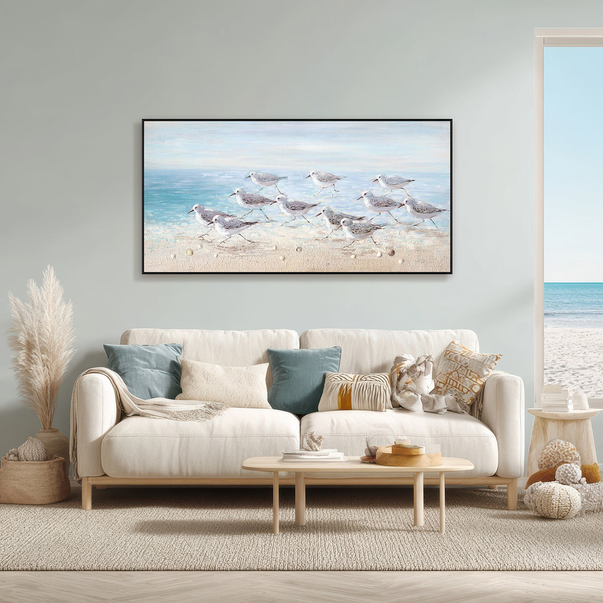 Seaside Flock Coastal Birds Painting #I3612