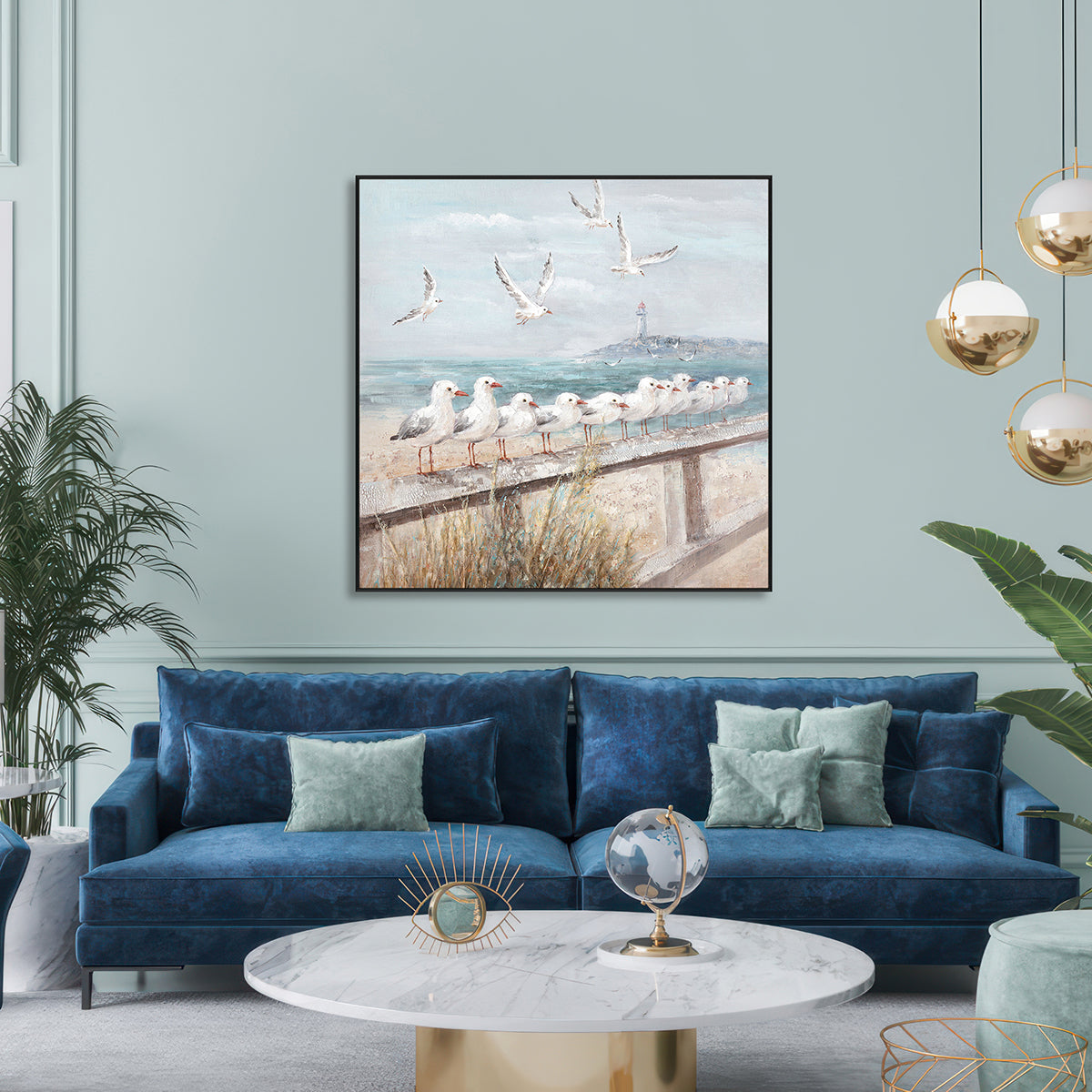 Coastal Harmony Seagull Painting #I3626