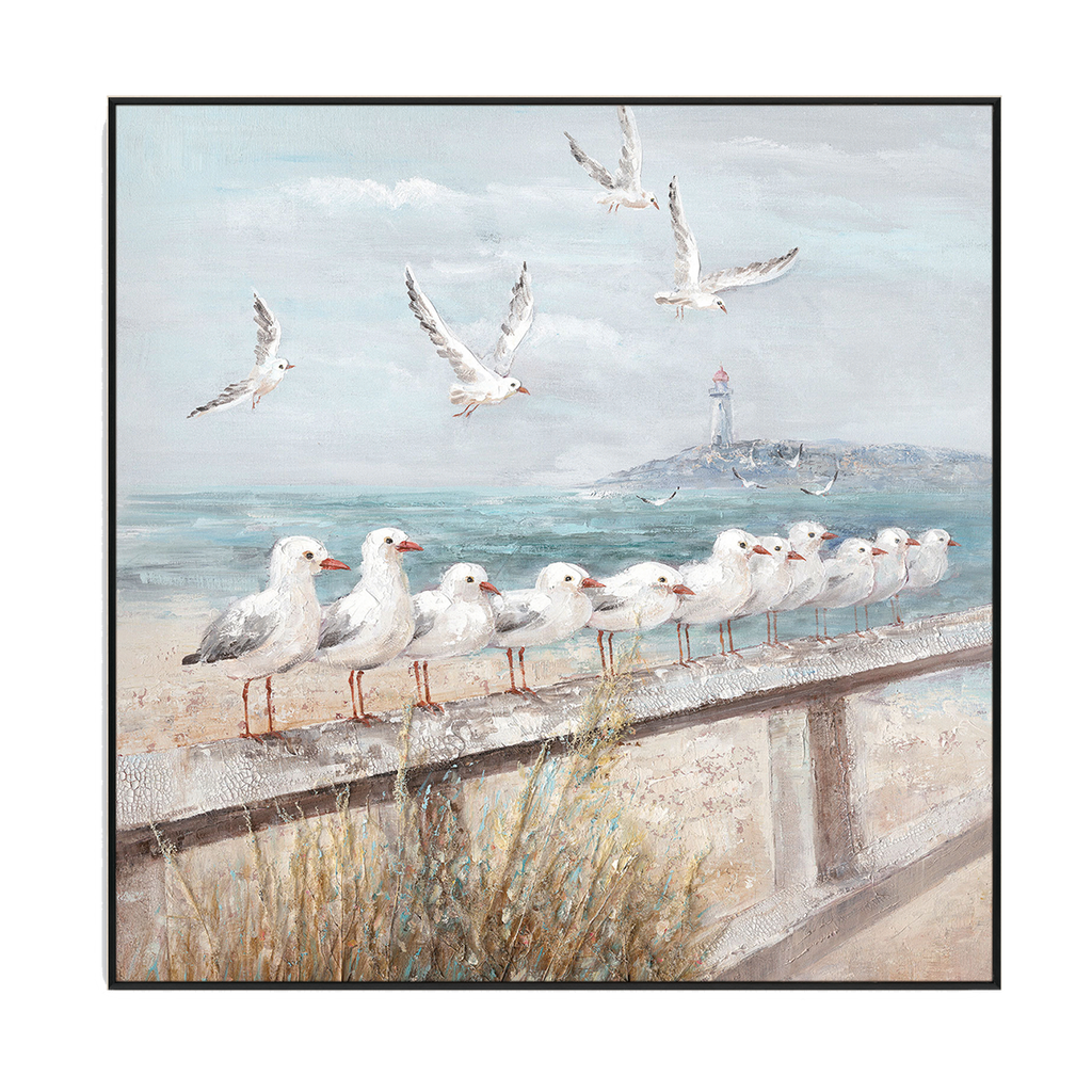 Coastal Harmony Seagull Painting #I3626