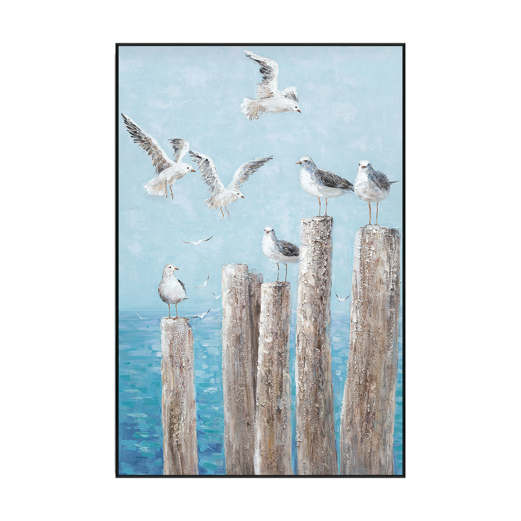Seagull Haven Coastal Seascape Painting #I3633