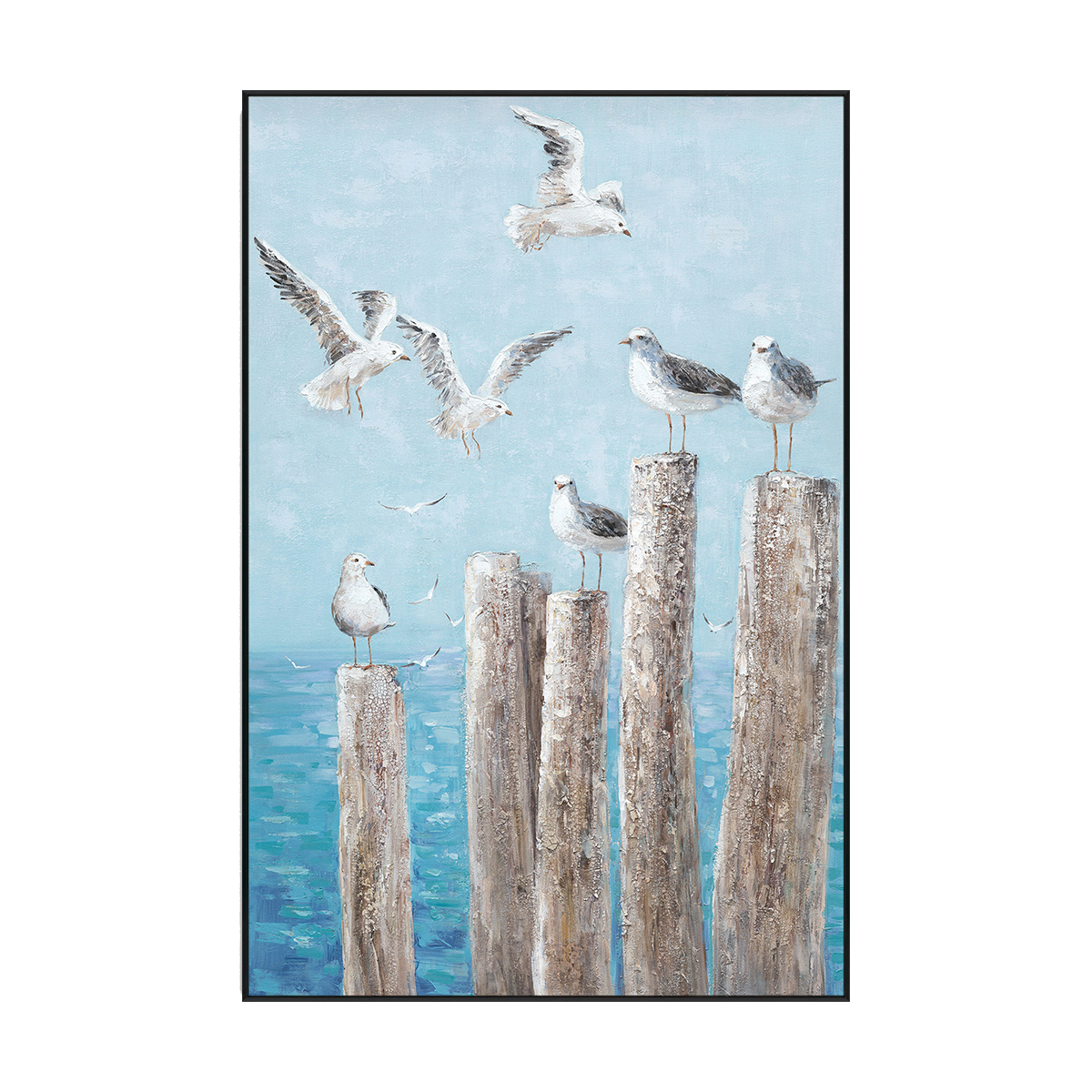 Seagull Haven Coastal Seascape Painting #I3633